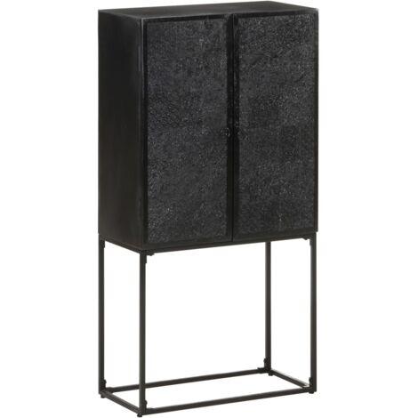 Buffet Noir 60x30x120 cm Bois massif d'acacia et de manguier vidaXL (1/5)