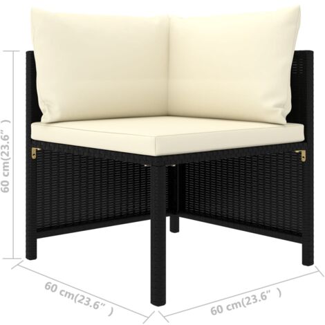 Salon de jardin 5 pcs avec coussins Noir Résine tressée vidaXL