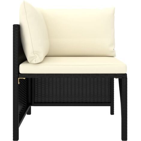 Salon de jardin 5 pcs avec coussins Noir Résine tressée vidaXL