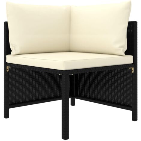 Salon de jardin 5 pcs avec coussins Noir Résine tressée vidaXL