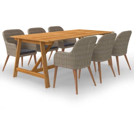 vidaXL Ensemble à manger de jardin 7 pcs Marron (1/5)