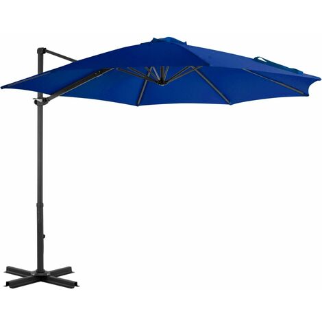 Vidaxl – Parasol déporté 300x238 cm en aluminium bleu azuré – Toile anti-UV – Inclinaison et rotation 360° – Base croisée robuste