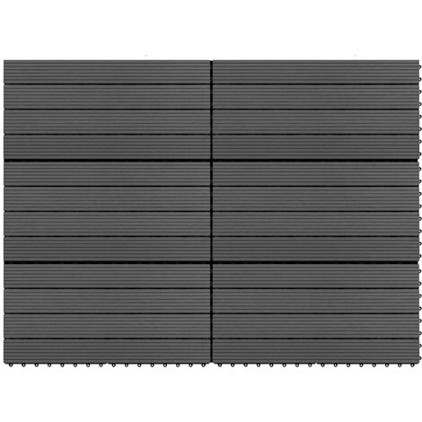 Carreaux de terrasse 6 pcs WPC 60x30 cm 1,08 m² Noir vidaXL (1/5)