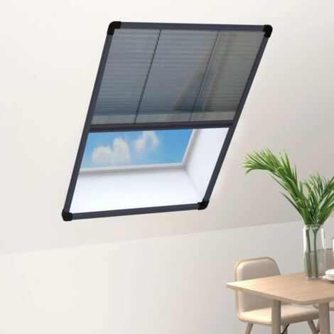 Moustiquaire plissée pour fenêtre Aluminium Anthracite 80x120cm vidaXL (1/6)