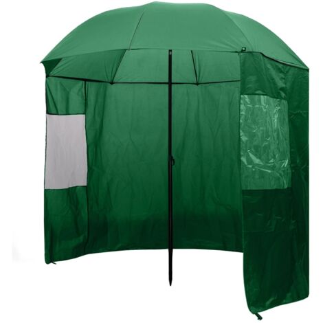 Vidaxl – Parapluie de pêche vert 240x210 cm – Panneaux imperméables en polyester 170T – Poteaux en acier revêtu de poudre – Assemblage facile (1/10)