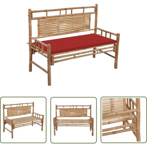 Banc de jardin avec coussin 120 cm Bambou vidaXL