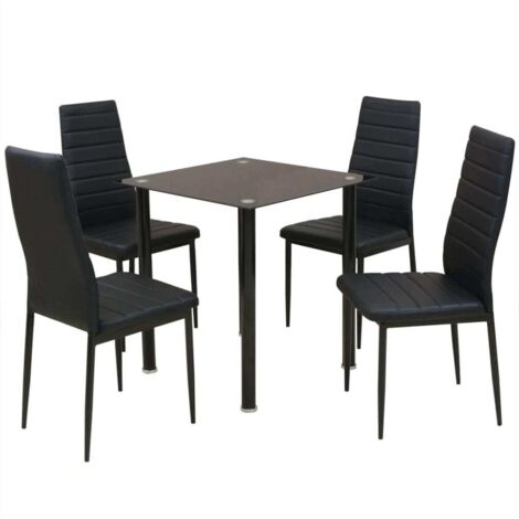 vidaXL Ensemble table et chaise de salle à manger 5 pièces noir