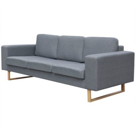 vidaXL Canapé avec 3 places tissu gris clair (1/4)