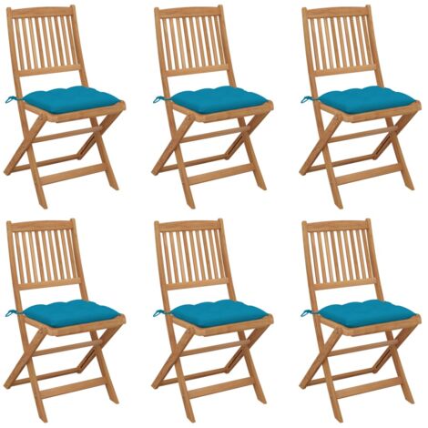 Chaises pliables de jardin lot de 6 avec coussins Bois d'acacia vidaXL (1/5)