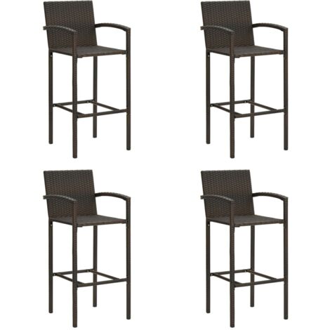 Vidaxl – Lot de 4 tabourets de bar marron en résine tressée – Hauteur d'assise 80 cm – Cadre en acier enduit de poudre – Résistants aux intempéries