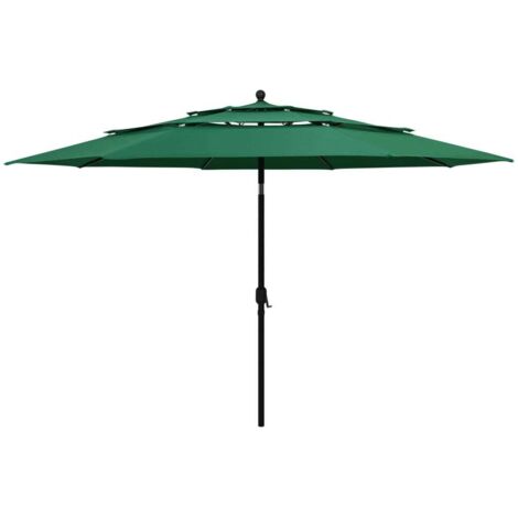 Parasol de jardin à 3 niveaux avec mât en aluminium vert 3,5 m vidaXL