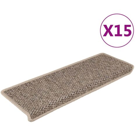 Tapis d'escalier autocollants 15 pcs 65x21x4 cm Beige foncé vidaXL (1/6)