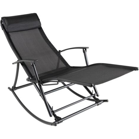 Chaise à bascule de jardin Acier et textilène Noir vidaXL