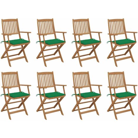 vidaXL Chaises pliables d'extérieur et coussins lot de 8 Bois d'acacia