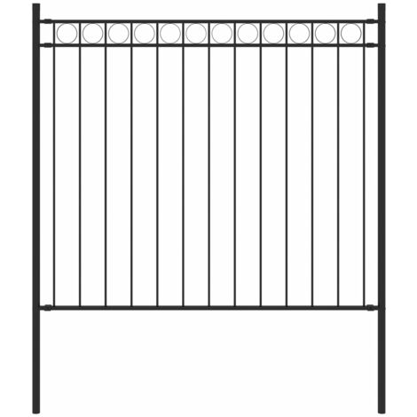 Vidaxl – Clôture de jardin en acier thermolaqué 1,81 x 0,8 m – Couleur noire – Panneau avec poteaux inclus – Barrière de sécurité décorative