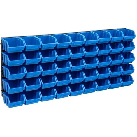 Kit de bacs de stockage et panneaux muraux 48 pcs Bleu et noir