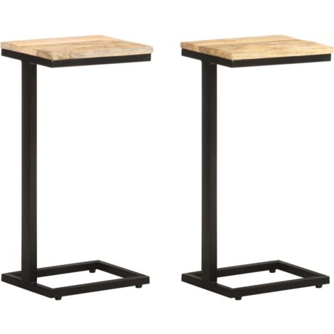Tables d'appoint 2 pcs 31,5x24,5x64,5 cm Bois de manguier brut vidaXL (1/5)
