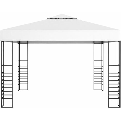 VIDAXL Tonnelle avec guirlande lumineuse LED 300x300cm Creme Aluminium pas  cher 