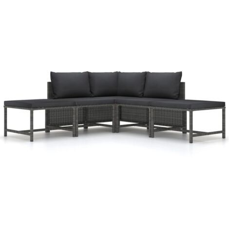 Vidaxl – Canapé de jardin modulable 5 pcs – Résine tressée gris avec coussins anthracite – Dimensions canapé central 54x60x60cm – Usage extérieur durable