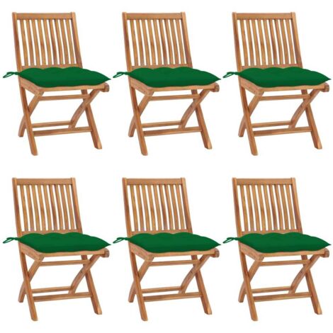 Chaises pliables de jardin avec coussins lot de 6 Bois de teck vidaXL (1/5)