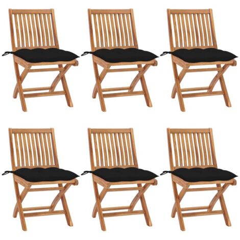 Chaises pliables de jardin avec coussins lot de 6 Bois de teck vidaXL (1/5)