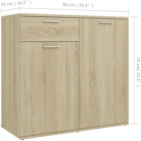 Buffet chêne sonoma 80x36x75 cm bois d'ingénierie vidaXL