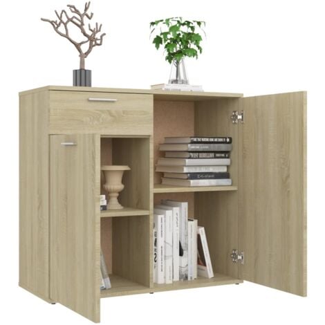 Buffet chêne sonoma 80x36x75 cm bois d'ingénierie vidaXL
