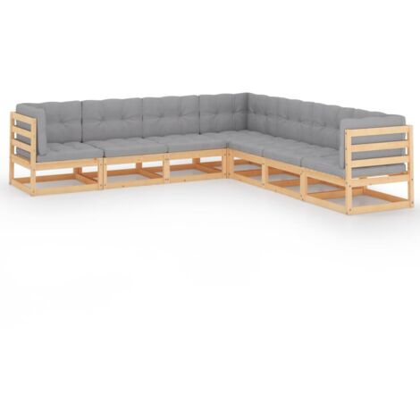 Salon de jardin 7 pcs avec coussins Bois de pin massif vidaXL (1/5)