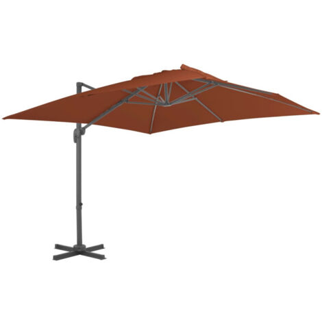 Parasol de jardin déporté avec mât en aluminium Terre cuite 400 x 300 cm vidaXL (1/5)