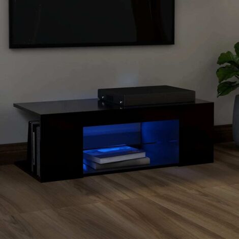 Vidaxl – Meuble TV noir 90x39x30 cm – Avec éclairage LED RVB – Construction en bois d'ingénierie – Pour appareils multimédias