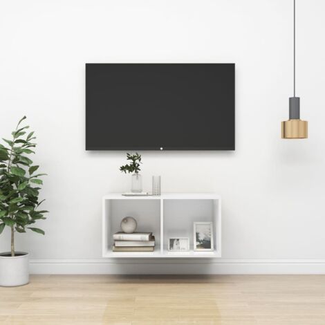 Meuble TV mural Blanc 37x37x72 cm Bois d’ingénierie vidaXL (1/5)
