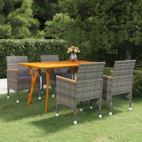 Ensemble à manger de jardin 5 pcs Gris vidaXL (1/5)