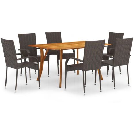 Ensemble à manger de jardin 7 pcs Marron vidaXL (1/5)