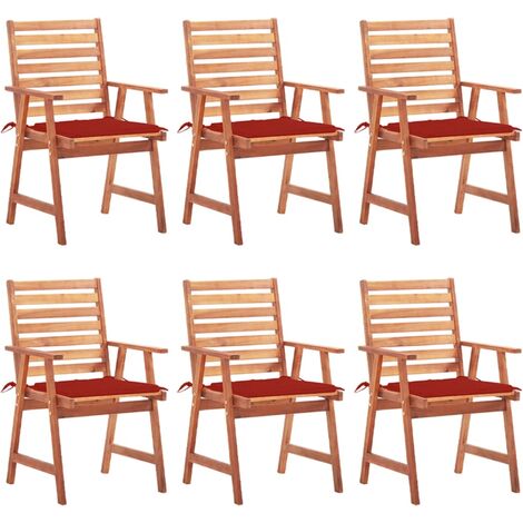 Lot de 6 Chaises Scandinave - Chaises de salle à manger de jardin avec coussins Acacia massif vidaXL (1/5)