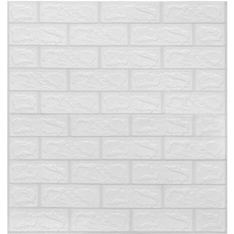 Papier peint 3D autoadhésif Briques 10 pcs Blanc vidaXL (1/5)