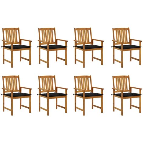 Chaises de jardin avec coussins lot de 8 Bois d'acacia solide vidaXL (1/5)