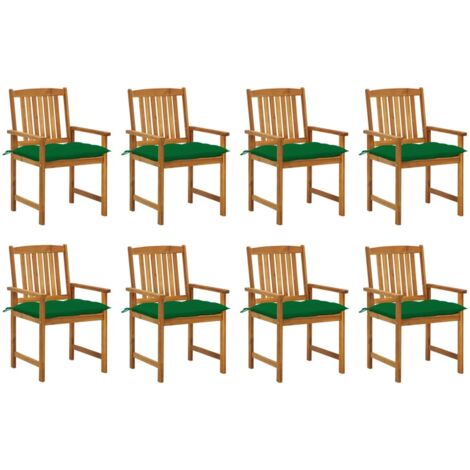 Chaises de jardin avec coussins lot de 8 Bois d'acacia solide vidaXL (1/5)