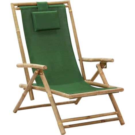 Chaise de relaxation inclinable Vert Bambou et tissu vidaXL