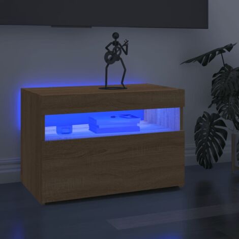 Meuble TV avec lumières LED chêne sonoma 60x35x40 cm vidaXL (1/9)