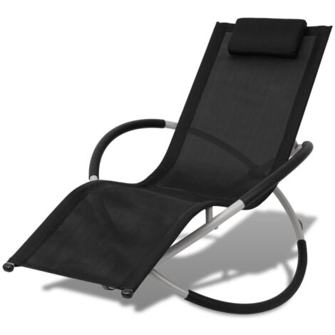 Vidaxl – Chaise longue géométrique d'extérieur en acier galvanisé – Noir et gris – Dimensions 144x74x85 cm – Capacité 120 kg – Avec oreiller amovible