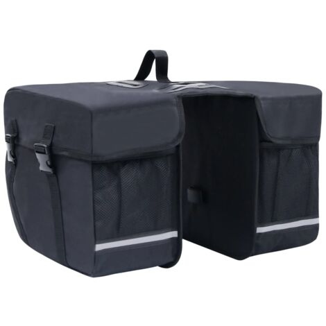 Vidaxl – Sac de vélo double étanche 35 L – Polyester 600D – Bandes réfléchissantes – Pour porte-bagages noir