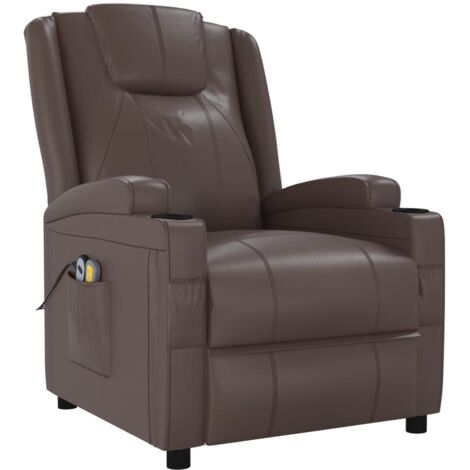 Fauteuil de massage électrique Marron Similicuir vidaXL