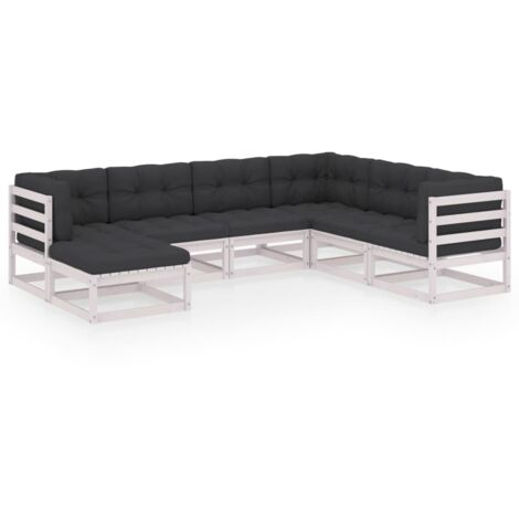 Salon de jardin 7 pcs avec coussins Bois de pin massif vidaXL (1/5)
