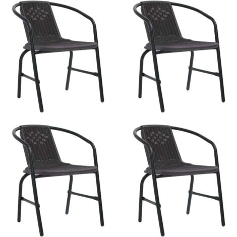vidaXL Chaises de jardin lot de 4 Rotin de plastique et acier 110 kg (1/5)