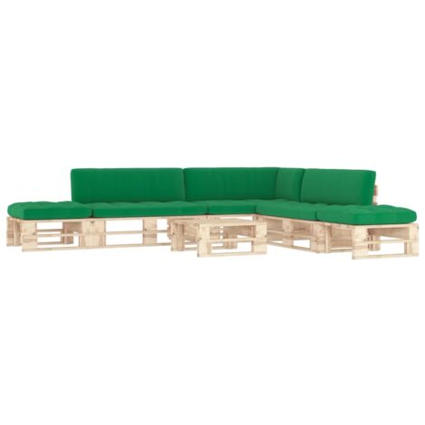 Salon de jardin palette 6pcs avec coussins Bois de pin imprégné vidaXL (1/5)