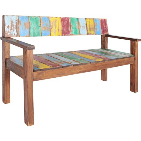 Vidaxl – Banc en bois de récupération massif 115 cm – Multicolore – Dimensions 115 x 51 x 80 cm – Hauteur d'assise 45 cm – Poids max 110 kg