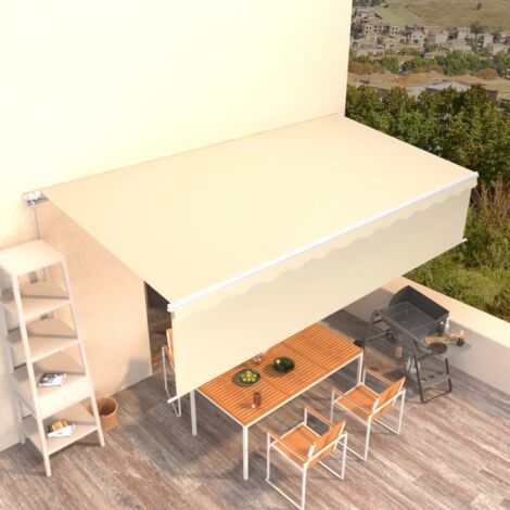 Auvent manuel rétractable avec store 6x3 m Crème vidaXL (1/5)