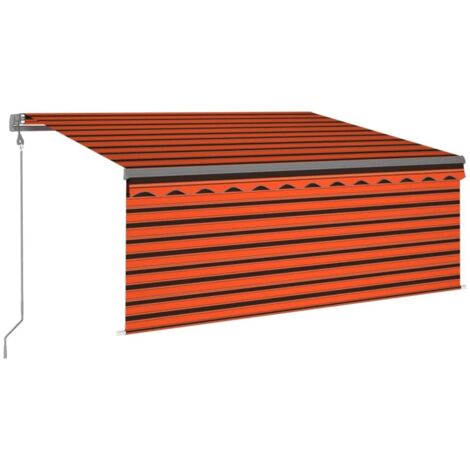 Auvent automatique store capteur de vent LED Orange et marron vidaXL