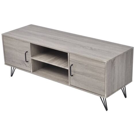 Vidaxl – Meuble TV moderne 120x40x45 cm – MDF avec revêtement PVC – 2 étagères ouvertes et 2 compartiments – Couleur gris