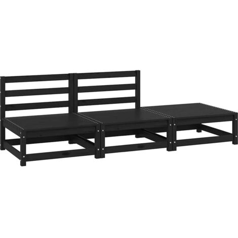 Salon de jardin 3 pcs noir bois de pin massif vidaXL